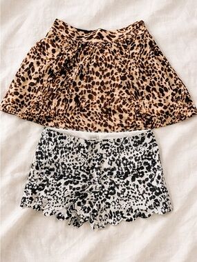 Zara Leopard Skirt M + J.Crew Scalloped Shorts Size 6 Bundle